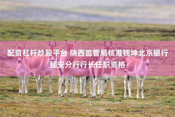 配资杠杆炒股平台 陕西监管局核准钱坤北京银行延安分行行长任职资格